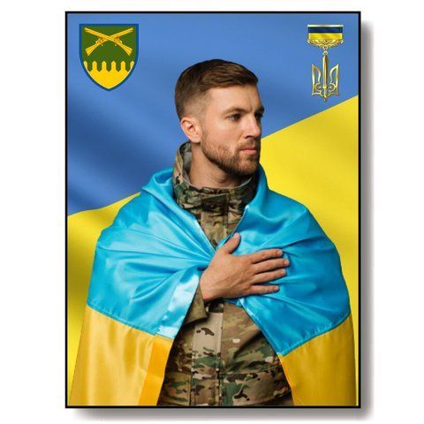 Металевий кольоровий портрет на цвинтар для військових 1993805352 фото