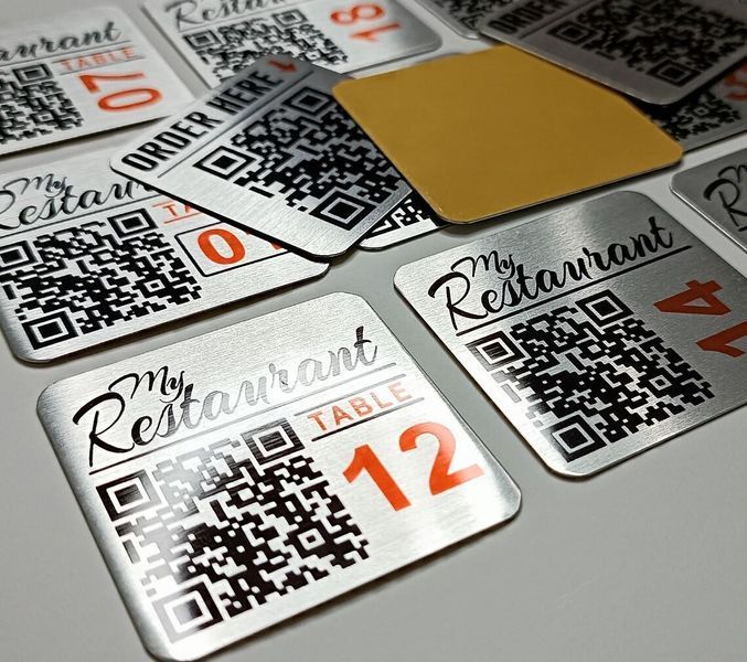 QR-МЕНЮ  Ресторан Кафе Бар Меню  Скануйте, щоб переглянути меню  Меню металевого столу  табличка 2271839540 фото