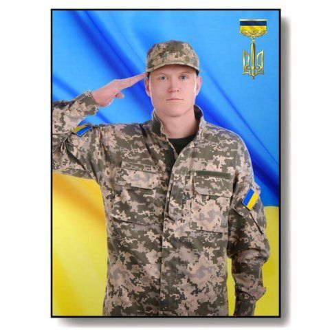 Замовити табличку на пам'ятник з кольоровим фото військового на металі 1993885382 фото