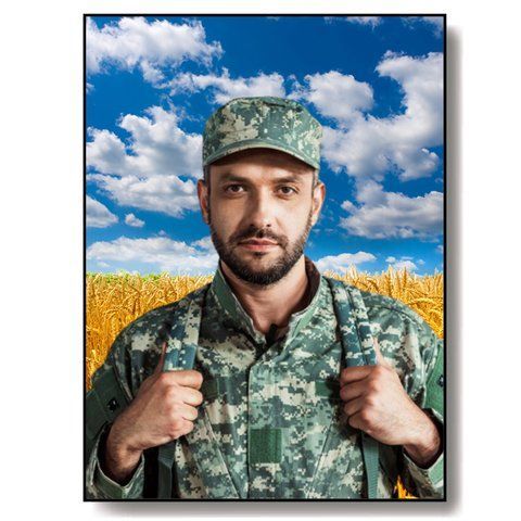 Виготовлення пам'ятника з металу з фотографією в кольорі для військового 1994297681 фото