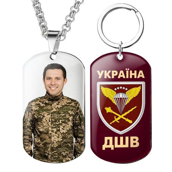 Армійський військовий жетони ЗСУ з емблемою бригади 25 ОПДБр із Вашим фото та глазурним 1774226146 фото