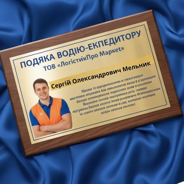 Подяка водію-експедитору &ndash; надійна металева грамота за 1 день bUr1CvzB фото