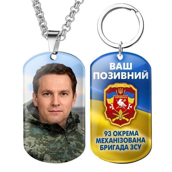 Армійський військовий жетон ЗСУ з емблемою бригади 148 ОГСАДн із Вашим фото та глазурованим 1772172388 фото