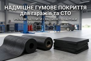 Надміцне гумове покриття для гаражів та СТО (рулони, мати, протиковзке) фото