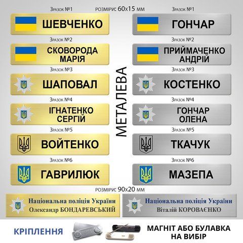 Табличка з гербом України та прізвищем поліцейського 1553454910 фото
