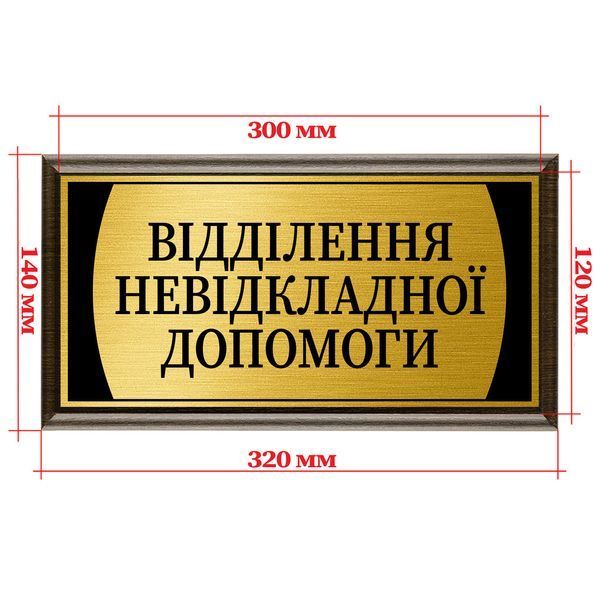 Металлическая табличка на дверь кабинета с подложкой из дерева 120х300мм - "Відділення судинної хірургії" 2046115693 фото