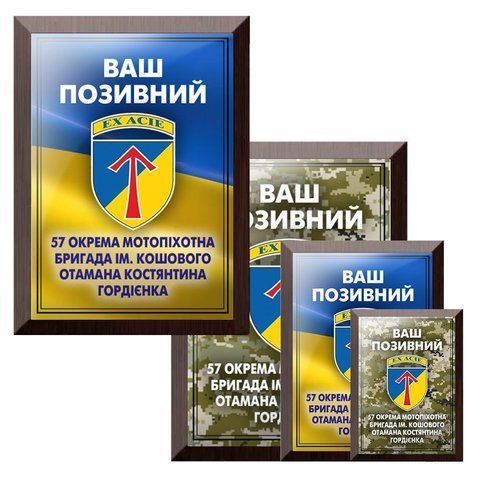 Особливий унікальний диплом на металі з покличним 57 ОМБР Ійм. кошового отаману Костентина Гордієнка 1920467143 фото