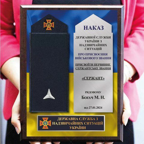 Іменна плакетка погон ДСНС на металі &mdash; нагородний диплом для ДСНС 2106768214 фото