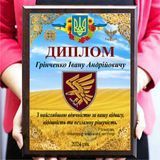 Нагороджений диплом на металі з дерев'яною плакеткою й емблемою Вашої бригади 2093504202 фото