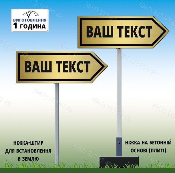 Інформаційна табличка покажчика світна в темряві вночі на ніжці стаціонарна та переносна 1621664620 фото