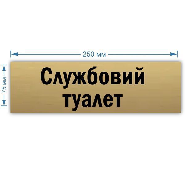 Табличка інформаційна металева "Службовий туалет" 250х75 мм на липкій основі 2066246243 фото