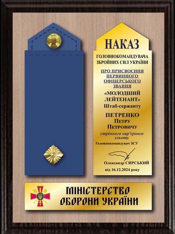 Подарунок військовому &mdash; пам'ятник на честь присвоєння воїнського звання 2458862744 фото