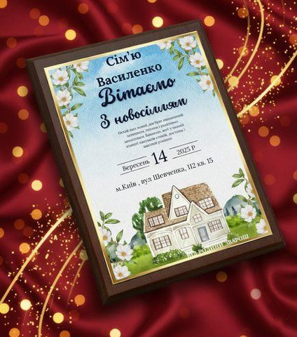 Привітальний диплом &laquo;З Новосіллям!&raquo; на металі  lgBrrsEf фото