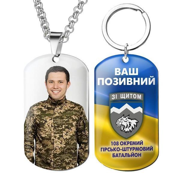 Армійський військовий жетони ЗСУ з емблемою 20 Окремий Батальйон Райдожевий Боротьбі з Вашим фото та глазурованим 1773123921 фото