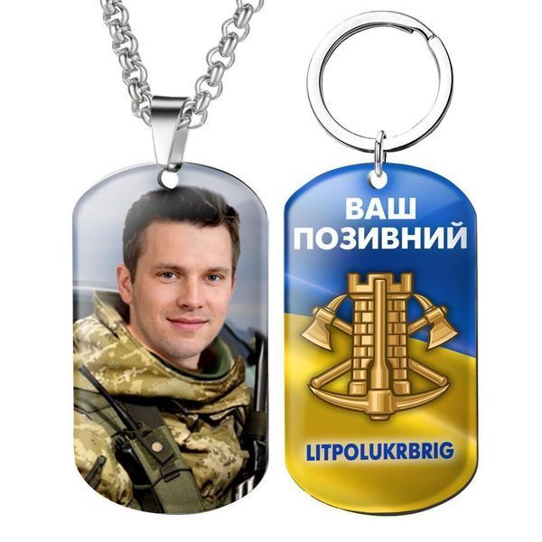 Армійський військовий жетони ЗСУ 406 окрема артилерійська бригада з емблемою бригади Вашим фото та позиченим 1796696824 фото