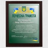 Почесна грамота для військовослужбовця на металі на дерев'яній підкладці плакетці 1940264271 фото