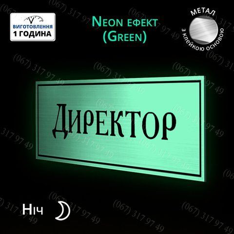 Металева Табличка ДИРЕКТОР світиться в темряві без батарейок і эллектричества 1027395281 фото