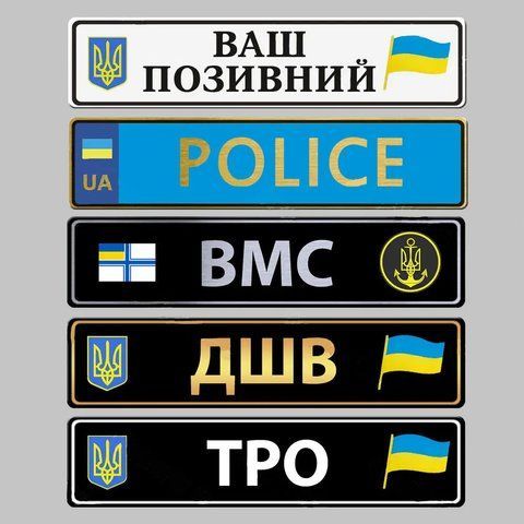 Сувенірні номери на авто ТРО ДШВ ВМС ПОЛІЦІЯ. 1647686681 фото