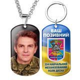 Армійський кулон із символікою й емблемою бригади 354 Навчальний Механізований Полк Вашим покличним і фотографією 1778655904 фото