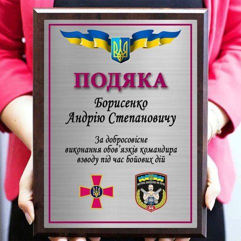 Подяка для ЗСУ з гербом та емблемою плакетка 2077108937 фото