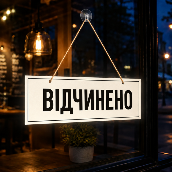 Вивіска Відчинено / Зачинено (двостороння табличка на присосці) G2W9VeKe фото