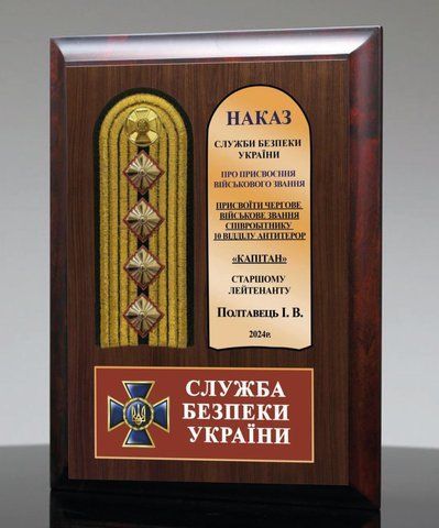 Дипломи нагородні погони на металі з плакеткою з дерева 2134918867 фото