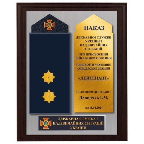 Плакетка присвоєння звання на металі для ДСНС 2121336051 фото