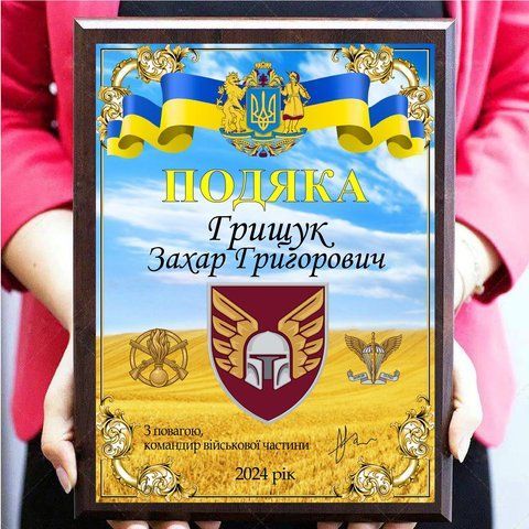 Нагородні грамоти дипломи з металу для волонтерів від будь-якої бригади 2099739035 фото