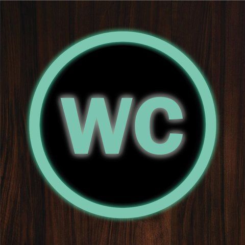 Інформаційна табличка світиться в темряві &laquo;Туалет WC&raquo; таблички на туалет із металу 2118178849 фото